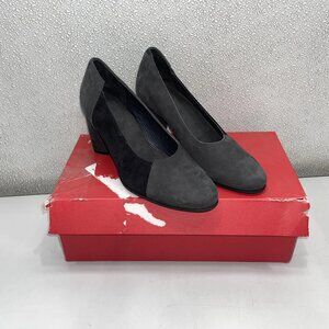 Arche Kelize Nubuck Block Heel Dress Shoe Black Charcoal Women’s 5.5
